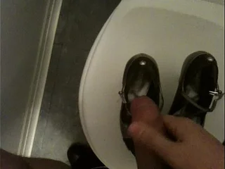 Cum first of all my coworker Heels with Toilets 02